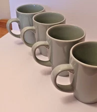 Royal Norfolk by Greenbriar Dark Aqua Stoneware Coffee Tea Cups Mugs Set of FOUR