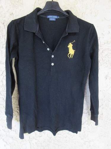 Polo by RALPH LAUREN femme noir coton manches longues L - Photo 1/4