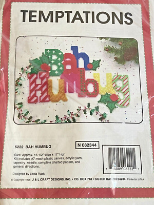 VTG Temptations PLASTIC CANVAS Christmas BAH HUMBUG Needlepoint Kit