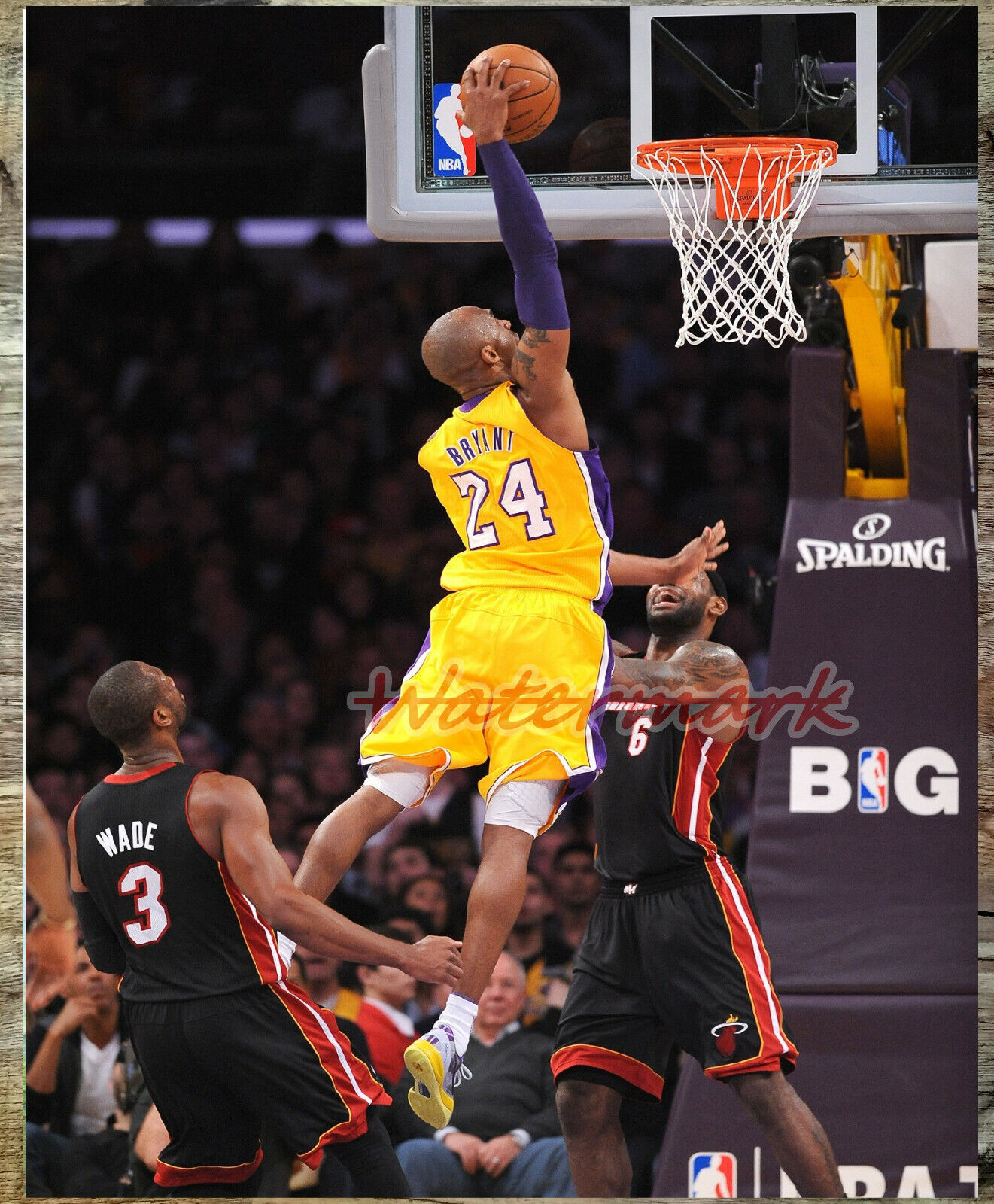 NBA Kobe Bryant Lakers Slam Dunk Over Lebron James Heat Color 8 X