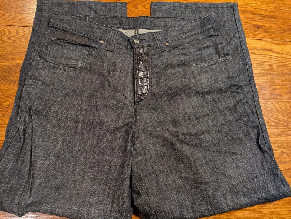 Pantalones de mezclilla negros G Gator con ribete de cuerno genuino de 5 bolsillos talla W 34 L 32 Foto 2 de 4