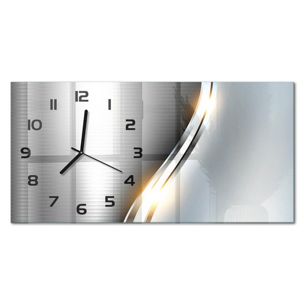 Glasuhr Aus GehäRtetem Glas Wanduhr Metallabstraktion Schwarze Zeiger 60X30 Cm-image