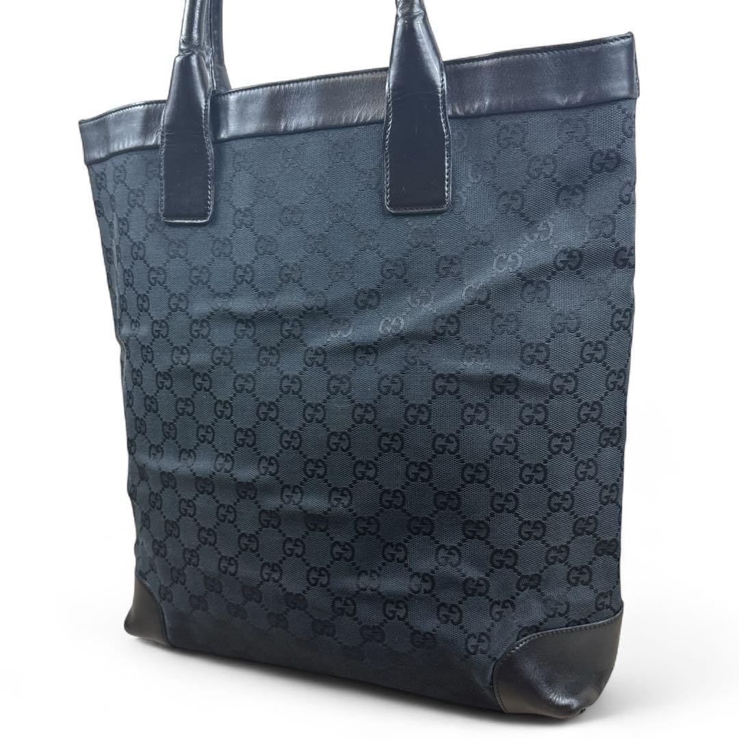 GUCCI GG Monogram Black Leather Tote Bag Authentic Luxury Handbag