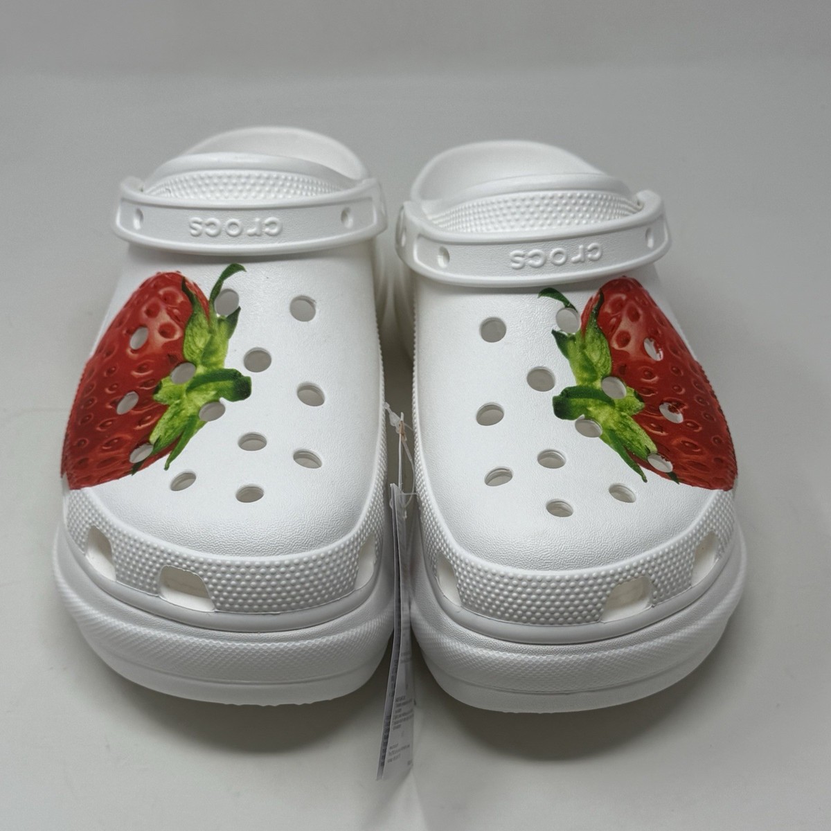 Crocs Bae Fresh Fruit Platform Clog Womens 10 White Red Strawberry