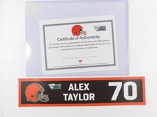 2021 Alex Taylor Cleveland Browns Player Issued Locker Room Nameplate #70 COA