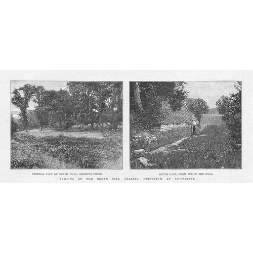 SILCHESTER Hants Remains of Calleva Atrebatum - Antique Print 1890