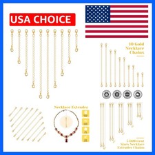 Chain Extenders for Necklaces, 10pcs Gold Jewelry Extenders for Necklaces, St...