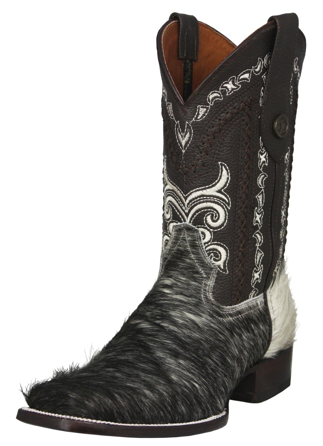 S Western Cowboy Boots Brown Real Cow Hair Leather Pull On S