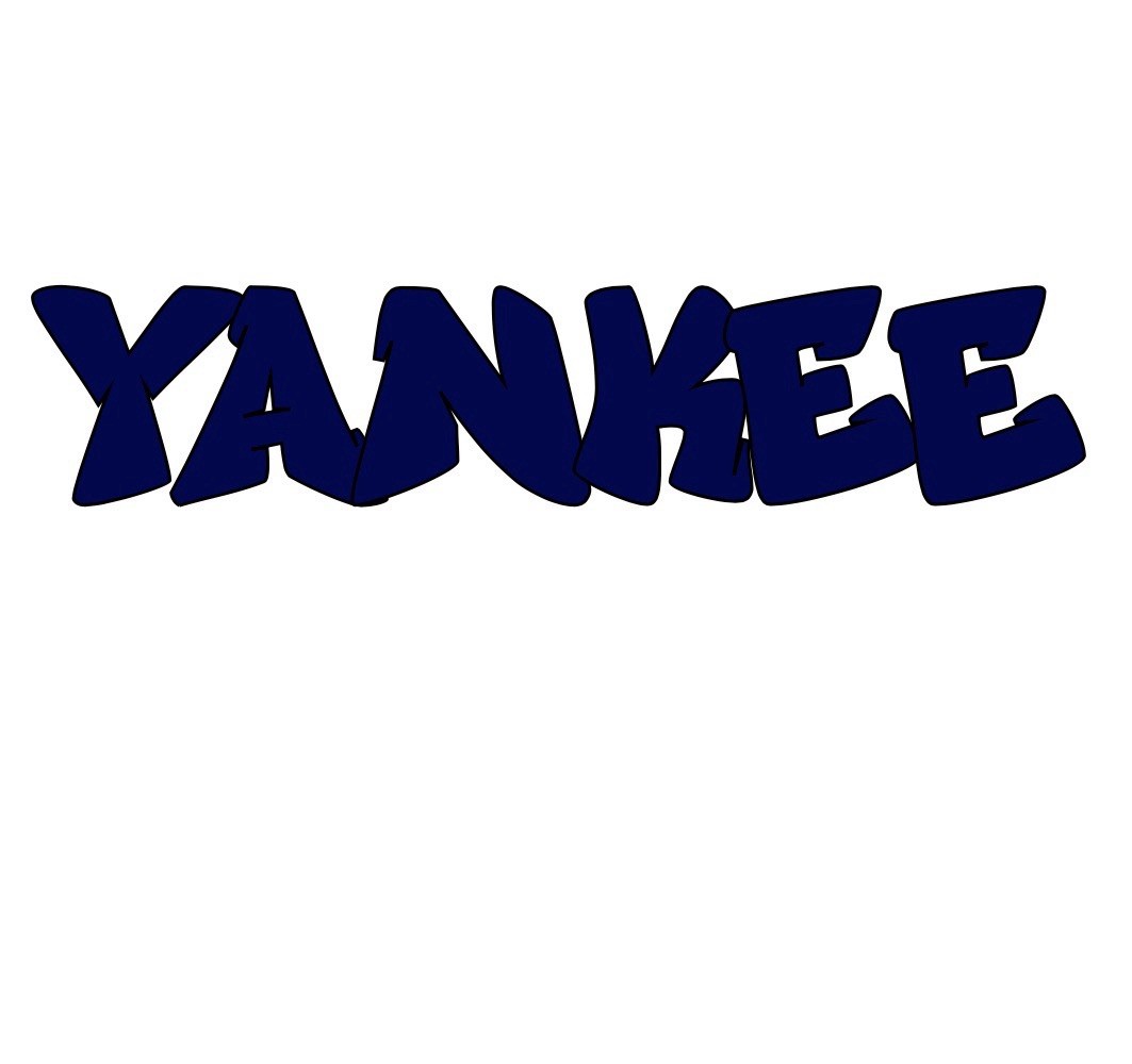 Custom "YANKEE" Graffiti Die Cut Vinyl Decal 24"x5" Steel Blue