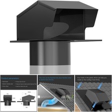 12 Inch Black Galvanized Steel Roof Vent Cap With Damper For Home Ventilation