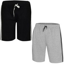 2 Pack Mens Loungewear Shorts PJ Nightwear Pyjama Bottoms Cotton Sleepwear Pants