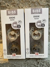 BIBS Boheme Round Pacifiers Natural Rubber Size 2: 6 months. 2 New Sealed Packs