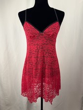 APT 9 Red Lace Babydoll Chemise Small Sheer Lingerie Racerback