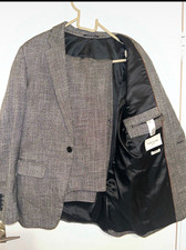 River Island Grey 2-Piece Men’s Suit Notch Lapel 38R 32W 30L