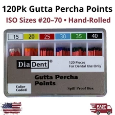 DiaDent 120Pcs Gutta Percha Points Sizes #20/25/30/35/45/70 ISO Endo Root Canal