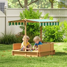 Kids Sandpit Outdoor Backyard Playset w/ Cover Bench Canopy