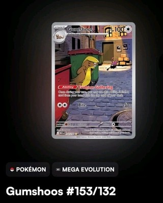 Pokémon Gumshoos Me01: Mega Evolution Rare Holo 153/132 NM English Card