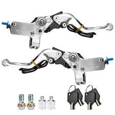 7/8" SILVER Brake Clutch Master Cylinder Hydraulic Levers With lock line LED