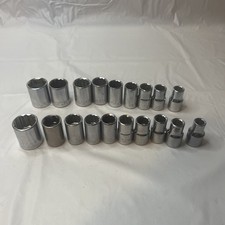 Lot of 19, 1/2" Craftsman Sockets Various Sizes Made in USA Vintage