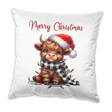 Western Merry Christmas Pillow Covers 18x18, Christmas Highland Cow 02color