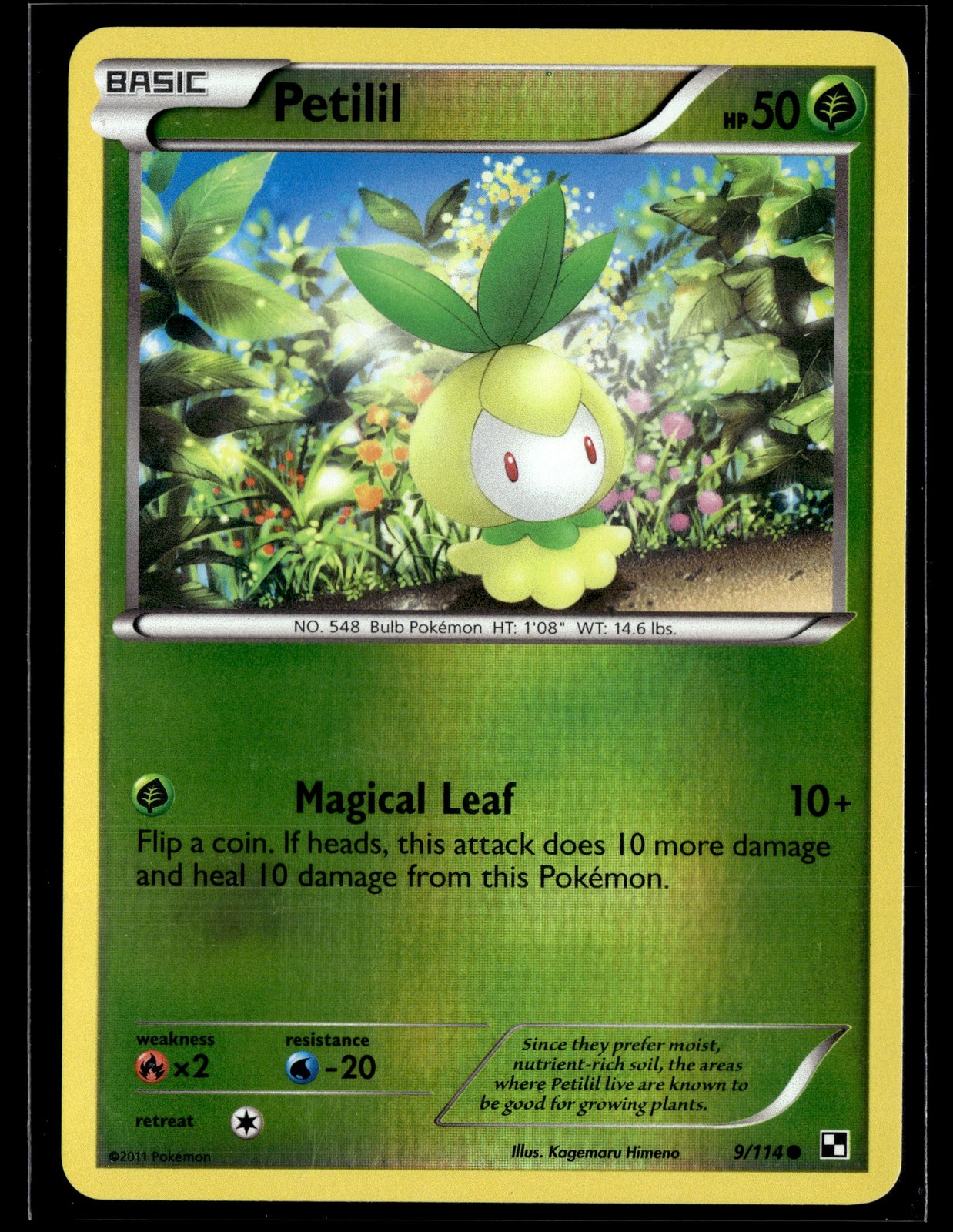 Petilil 9/114 Black & White Reverse Holo Common Pokemon
