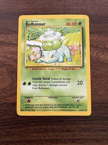 Bulbasaur - 44/102 - Pokemon Base Set Unlimited Card WOTC LP