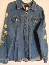 Vtg Bob Mackie Wearable Art Denim Jacket Womens Size Medium