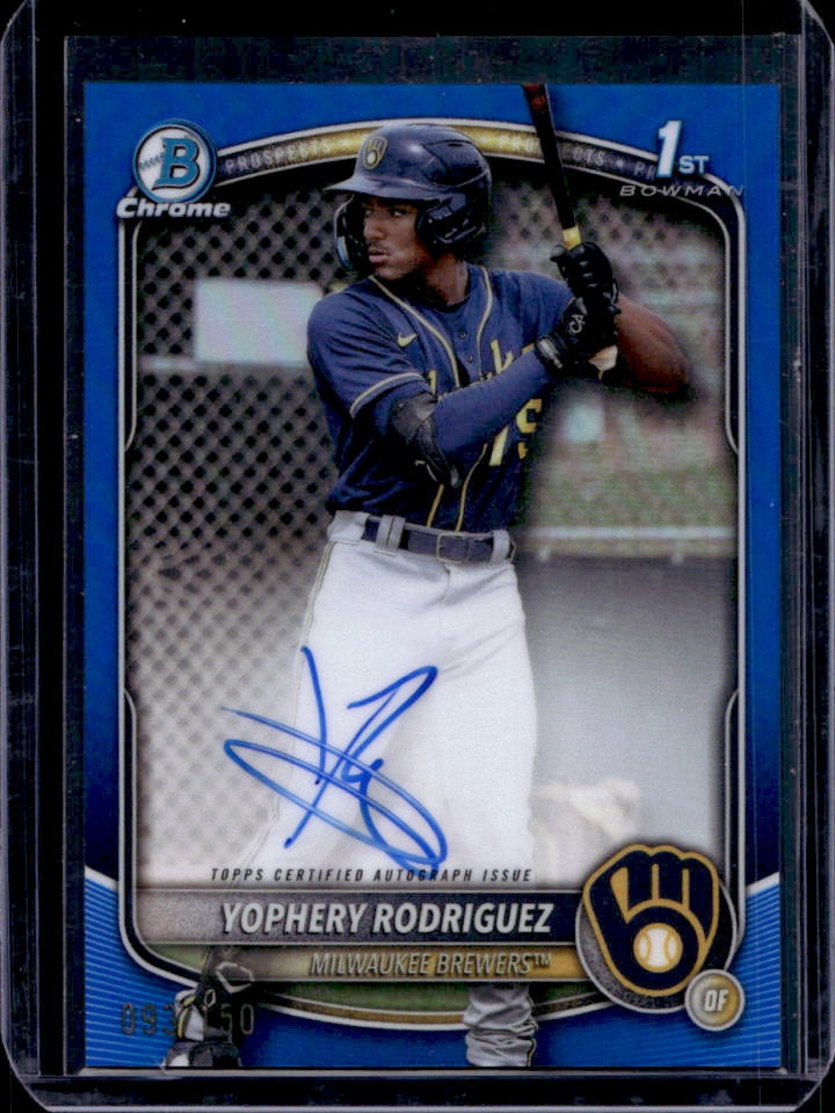 2025 Bowman Yophery Rodriguez Chrome Auto Blue Refractor 1st Prospect #93/150