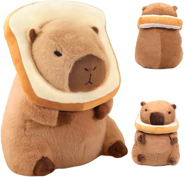 Kuscheltier Capybara PlüSchtier Mit Toastdekoration 30Cm Geschenk FüR Kinder-image