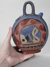 Antique Mexican Tlaquepaque/Tonala Pottery Botiga Water Bottle c.1920s-30s