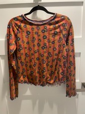 Natural Life Women Medium Shirt Lily Long Sleeve Rust Orange Red Boho Cotton