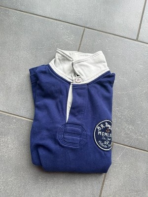 GAP Kids Langarm Polo Shirt Gr. 140 Blau Orange Gestreift Logo 100% Baumwolle