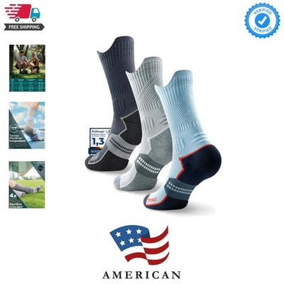 Compression Crew Running Socks, Summer Coolmax Bamboo Viscose Moisture-Wickin...