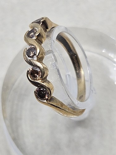 9kt Gold Champagne Diamond Ring Size L (1.74g) - Picture 3 of 11