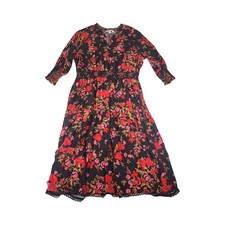 The Pioneer Woman Floral Tiered Midi Dress Black Red Lace Trim TPW24S40101 Large