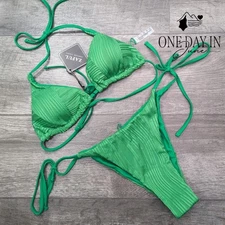 Zaful Textured Triangle Bikini Swimsuit Size L