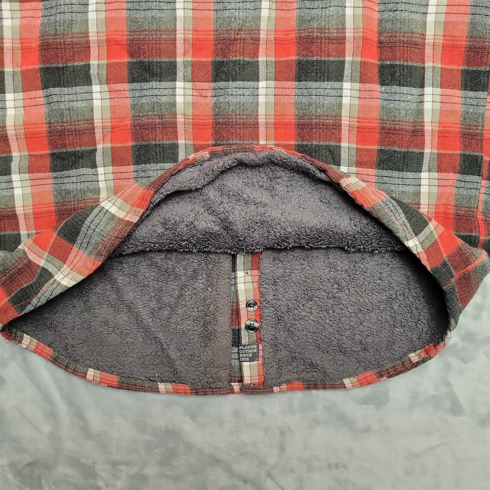 Columbia Shirt Jacket Men M Red Plaid Long Sleeve Sherpa Shacket Big Sky Brewing