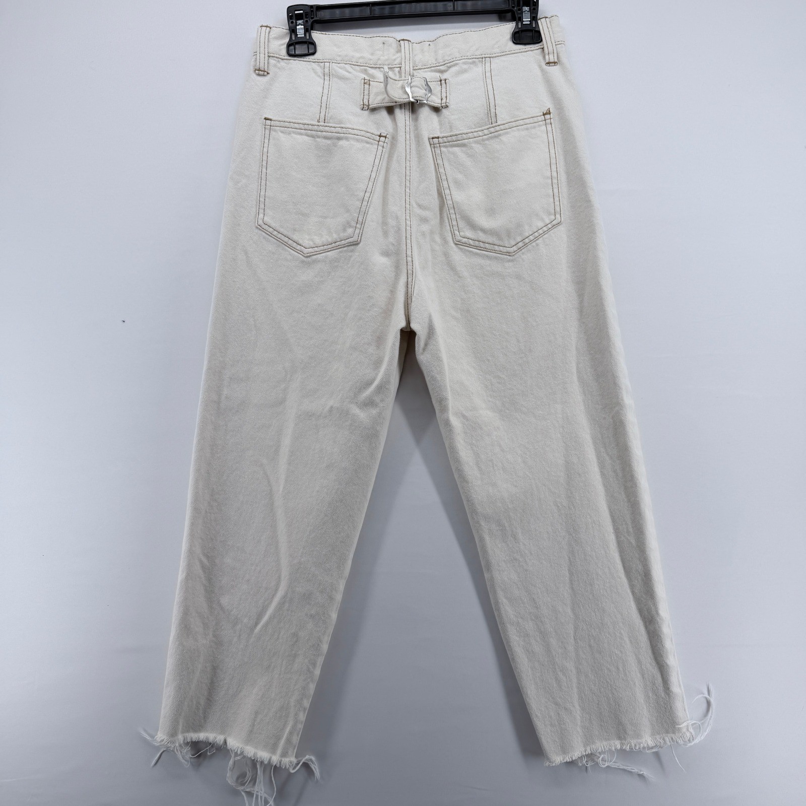 Free People We The Free Ivory High Rise Button Fly Straight Leg Jeans 27 Long image 3