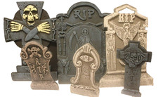 6 Realistic Reusable Foam Tombstones 3X 21" x 14" 3X 14"x7 , Graveyard, Hallo