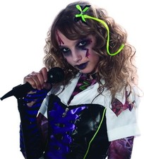 Green Hair Extension & Skull Bow Costume Accessory One Size