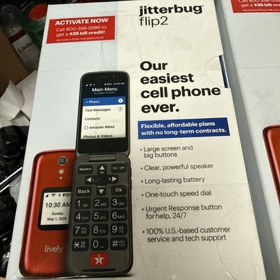 New Lively Jitterbug Flip2 Flip Cell Phone for Seniors RED