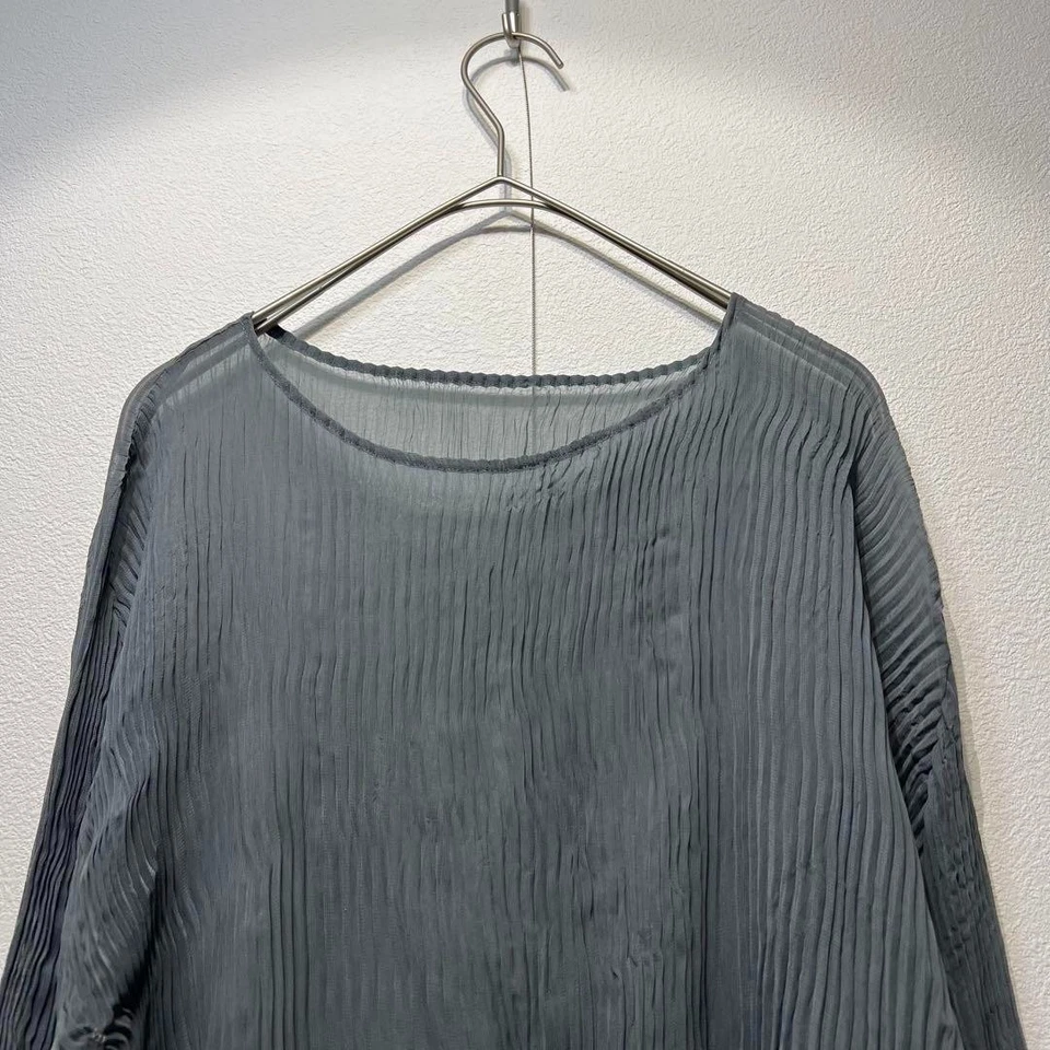 ISSEY MIYAKE Mujer Manga Larga Algodón Top Pliegues Please Blusa Camisas Foto 3 de 4