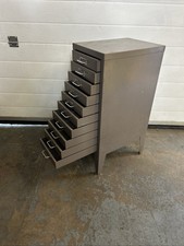 Stor Vintage Industrial 10 Drawer Spike Legs Filing Cabinet Steel Midcentury