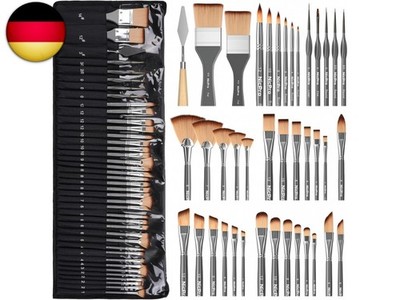 Nicpro 40 Stück Pinselset Acrylfarben, professionelle Malpinsel & 