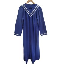 Vintage Sears At Home Wear Robe L 16  18 Made in USA Cobalt Blue Americana Warm