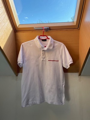 prada polo shirt men L white vintage