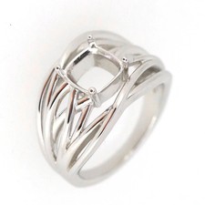 Sterling Silver Semi Mount Ring Setting Cushion 7x7 Contemporary Ring