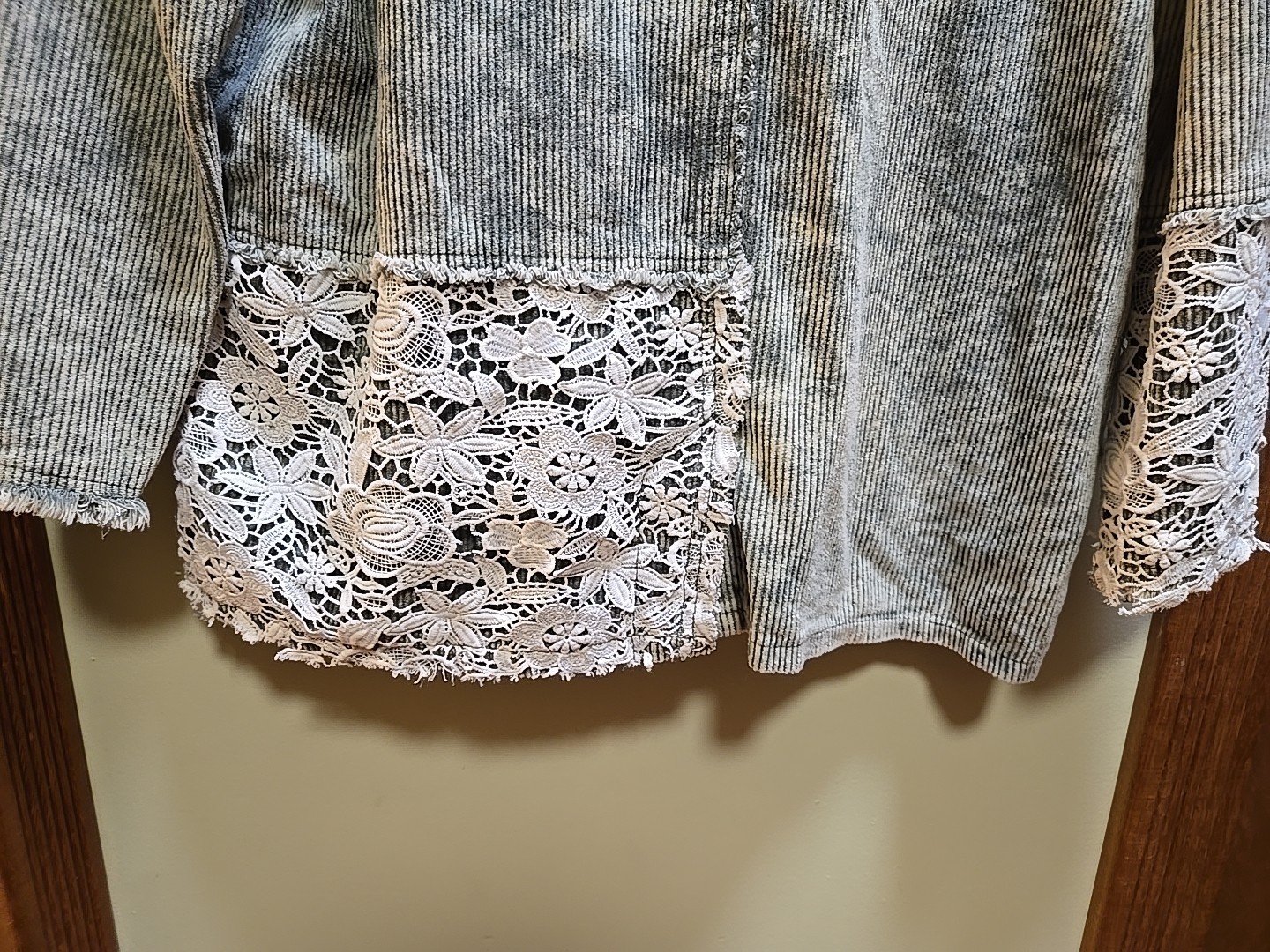 Corduroy jacket with Lace Patchwork  -  by Pol, S… - image 11