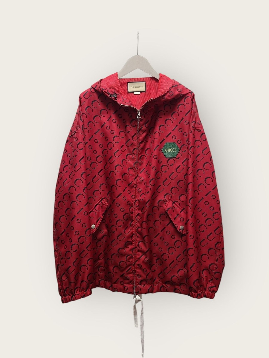 Gucci Red 100th Anniversary Multi-Logo Windbreaker Jacket