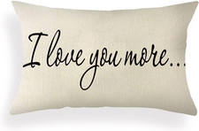 Farmhouse Pillow Covers with I Love You More Quotes 12" X 20" Lumbar Pillow Cove